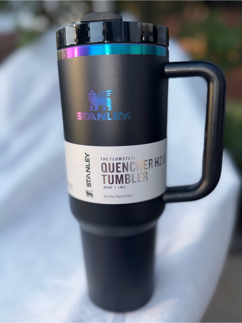 Stanley Black Travel Tumbler with Iridescent Accent
